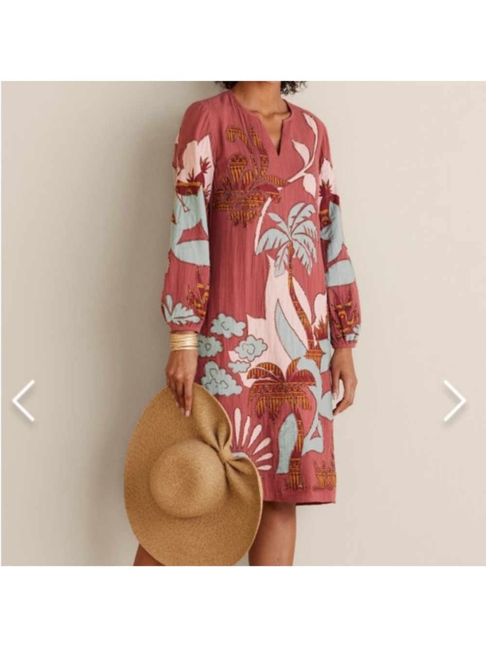 Soft Surroundings Dusty Rose Embroidered Dress